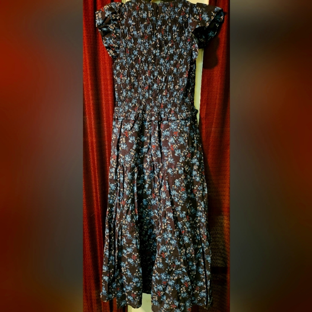 Sea New York Navy Floral Midi Dress with Blue Blossoms - Picture 2 of 7